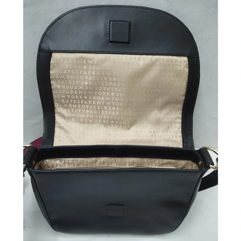 Kate Spade New York Doreen Black Leather Logo Flap Closure Crossbody Bag